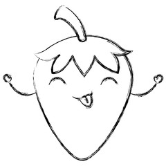 strawberry fresh fruit kawaii character vector illustration design