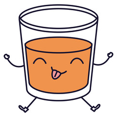 beverage in glass cup kawaii character vector illustration design