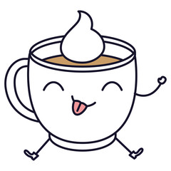 coffee cup kawaii character vector illustration design