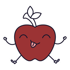 apple fresh fruit kawaii character vector illustration design