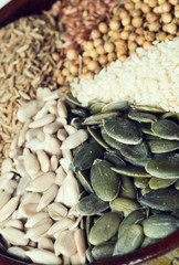 Spices and herbs in ceramic bowl. seasoning. Colorful natural additives.