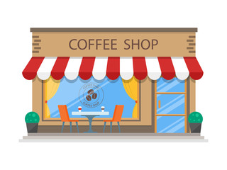 Coffee Shop Building Flat Icon Vector