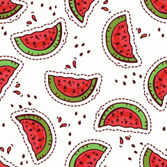 Seamless background with watermelon slices