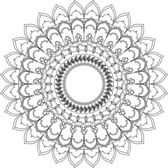 Vector Beautiful Deco Monochrome Contour Mandala, mandala decoration spiritual oriental. mystical ornament element vector illustration.