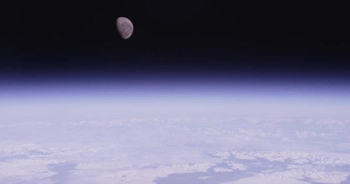 Timelapse, moon disappears behind Earth in outer space