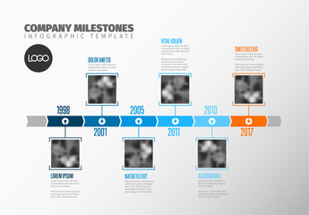 Infographic Timeline Template with photos - obrazy, fototapety, plakaty