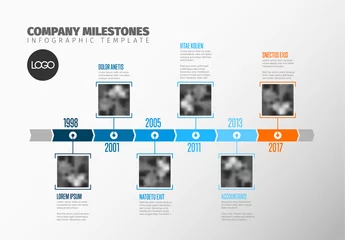 Foto op Canvas Infographic Timeline Template with photos © Petr Vaclavek