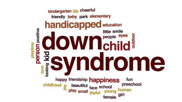 Down syndrome animated word cloud, text design animation.