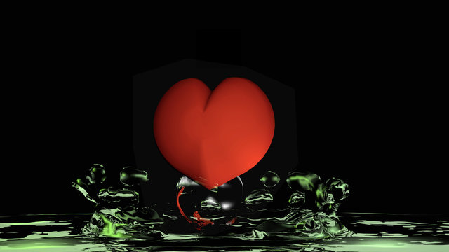 Heart with green water