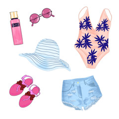 Fashionable beach outfit.