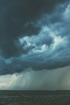 Fototapeta Big powerful storm clouds over the lake Balaton in Hungary