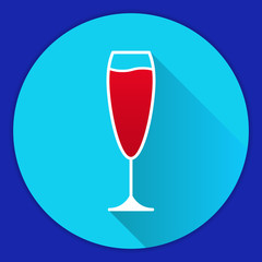 Glass with alcoholic drink red wine in flat style a vector. An icon concept for design of the websites and infographic