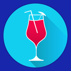 Glass with drink cocktail in flat style a vector. Kontsep of an icon for design of the websites and infographics