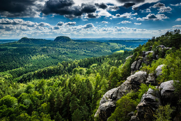 View from Rauenstein mountain in Saxon Switzerland, Germany