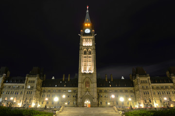 Fototapeta na wymiar Canada Parliament Building and clock tower at night, Ottawa, Canada.