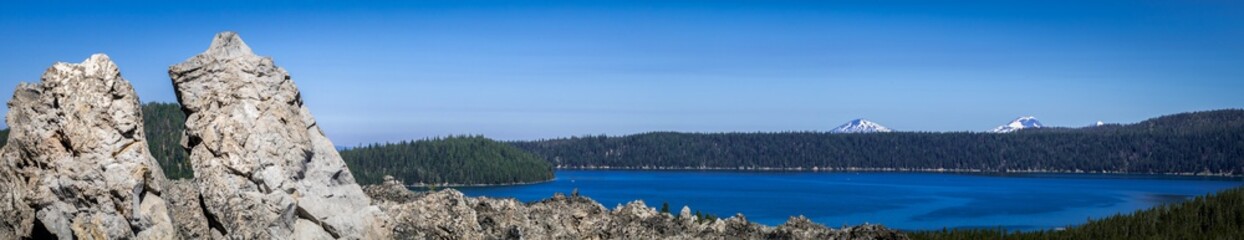 Paulina Lake view from the obsidian flow.