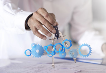 mano, compasso, progetto, misura, misurare,