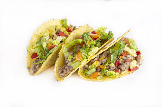 Mexican pork tacos with vegetables.