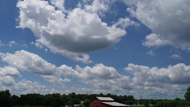 Motion Time Lapse of Clouds over Tennessee Farm