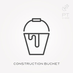 Line icon construction bucket