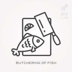 Line icon butchering of fish