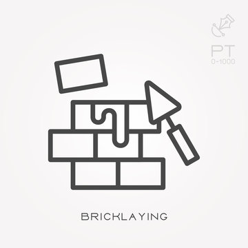Line icon bricklaying