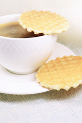 coffee with Belgian wafers