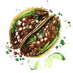 Kussenhoes Taco& 39 s. Aquarel illustratie. © nataliahubbert