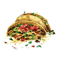 Rolgordijnen Taco& 39 s. Aquarel illustratie. © nataliahubbert