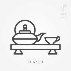 Line icon tea set