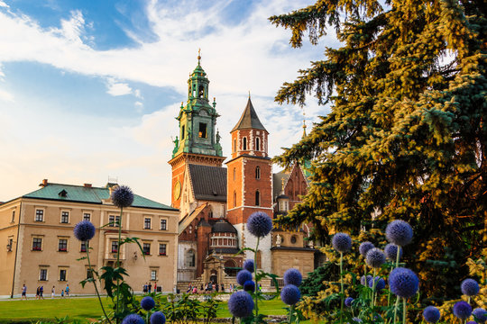 Krakow. Poland. Wawel Castle, the cathedral and the tomb of Polish kings. Summer. Sunset.