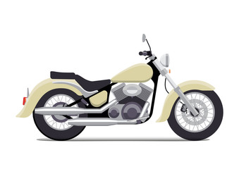 Fototapeta na wymiar Flat vintage motorcycle vector illustration. Classic chopper. Isolated on white background