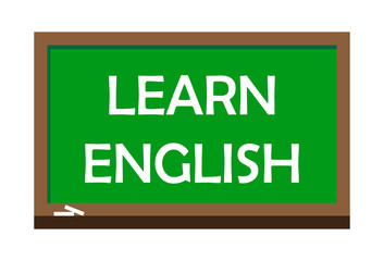 Learn English write on green board, isolated backgraund