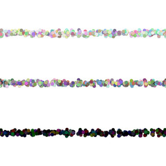 Repeatable random circle pattern text dividing line design set - vector graphic decoration elements from colored dots