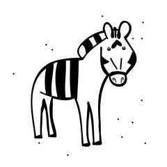 Fototapeta na wymiar Zebra cartoon Doodle on white background, vector