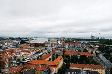 Naklejka na ściany i meble Aerial view of Copenhagen a cloudy day of summer