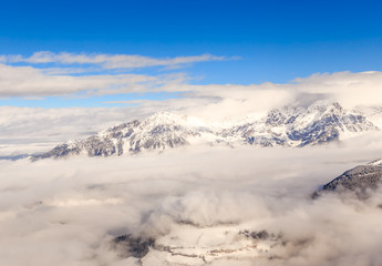 Fototapeta na wymiar Mountains with snow in winter. Ski resort Soll, Tyrol, Austria
