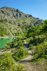 The trail on Lake Panagia, Crimea