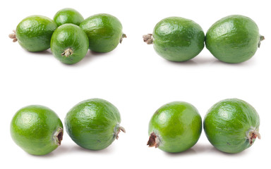 whole feijoa isolated on white background. Set or collection