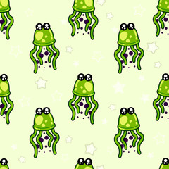 Cute kids pattern for girls and boys. Colorful octopus on the abstract background create a fun cartoon drawing. The background is made in pastel colors. Urban backdrop for textile and fabric.