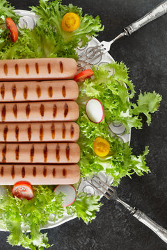Grilled Wurst And Salad