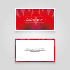 Business card template with abstract red background