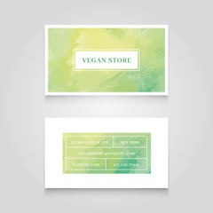 Business card template with watercolor background