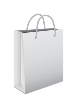 Modello borsa di carta per acquisti vuota vettoriale, per marchio o pubblicità