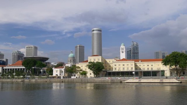 sunny day singapore city famous museum bay panorama 4k 

