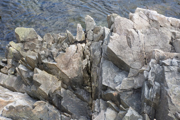 Jagged Rocks on Shoreline in Acadia National Park
