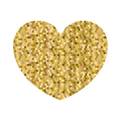 hand drawing yellow pixel heart shape decorative vector illustration