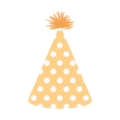 light yellow color silhouette party hat with several dots decoratives vector illustration