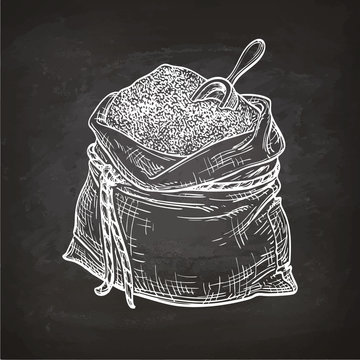 Chalk sketch of bag of flour.