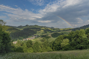 Valley near Lesnica village after storm with rainbow © luzkovyvagon.cz